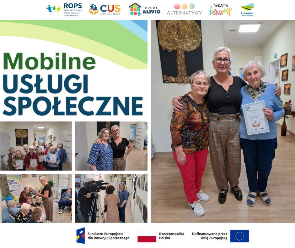 kolaż zdjęć przedstawiający zajęcia dotyczące specjalistycznego żywienia osób w wieku senioralnym i z niepełnosprawnościami, które odbyły się w Centrum Usług Społecznych w Świebodzinie pod koniec maja 2025