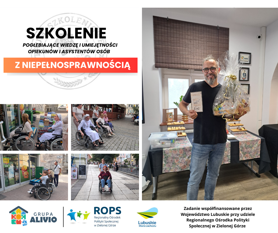 kolaż zdjęć promujący szkolenia które odbyły się pomiędzy 18 a 21 sierpnia w centrum szkoleniowym Grupa ALivio w Zielonej Górze.