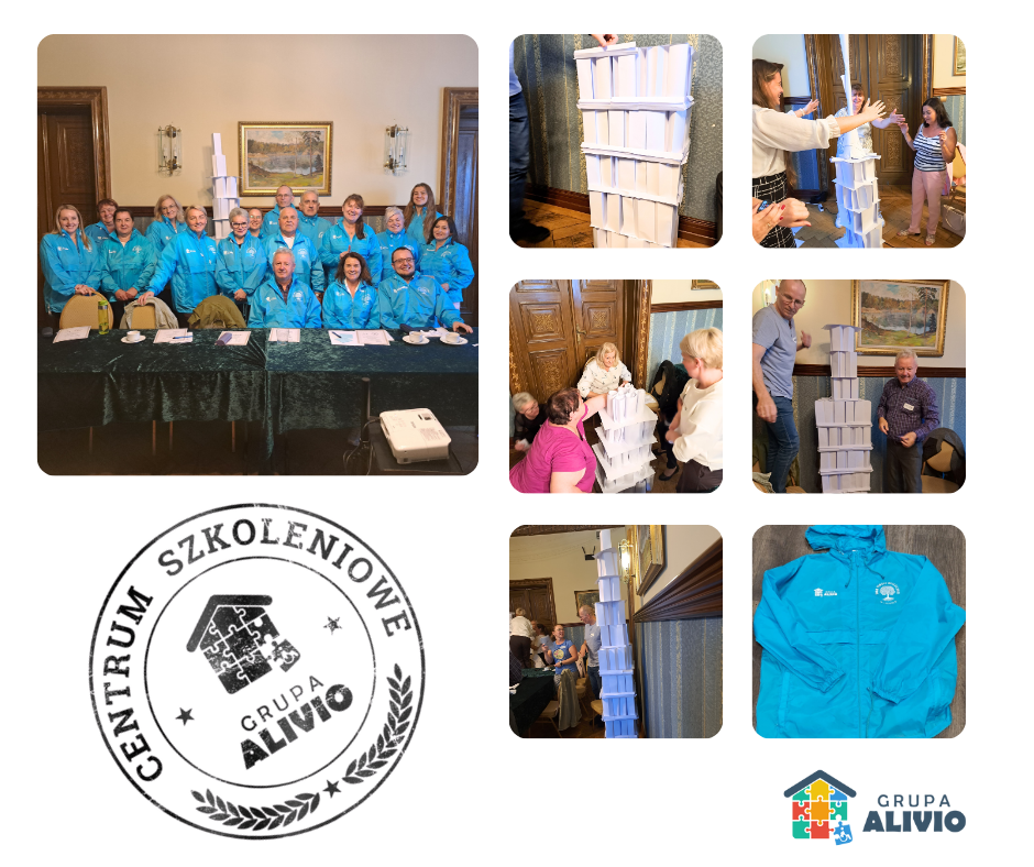 udowanie wieży z papieru pokazuje, jak różne charaktery spotykają się w pracy. Jedni chcą szybko działać, inni wolą planować; jedni szukają wysokości, inni stabilności. Sama różnorodność nie jest problemem – staje się siłą, jeśli zespół potrafi ze sobą rozmawiać i słuchać się nawzajem. Wieża z papieru, tak jak zespół, rośnie tylko wtedy, gdy różne podejścia się uzupełniają, a nie ścierają. Ekipa z Domu Pomocy Społecznej w Jasieńcu pokazała, że są świetnie działającą drużyną w której różnice charakteru nie dzielą a tworzą całość o czym mieliśmy okazję się przekonać w przepięknych wnętrzach pałacu w Wąsowie, gdzie na zaproszenie DPS przeprowadziliśmy szkolenia z zakresu komunikacji interpersonalnej.